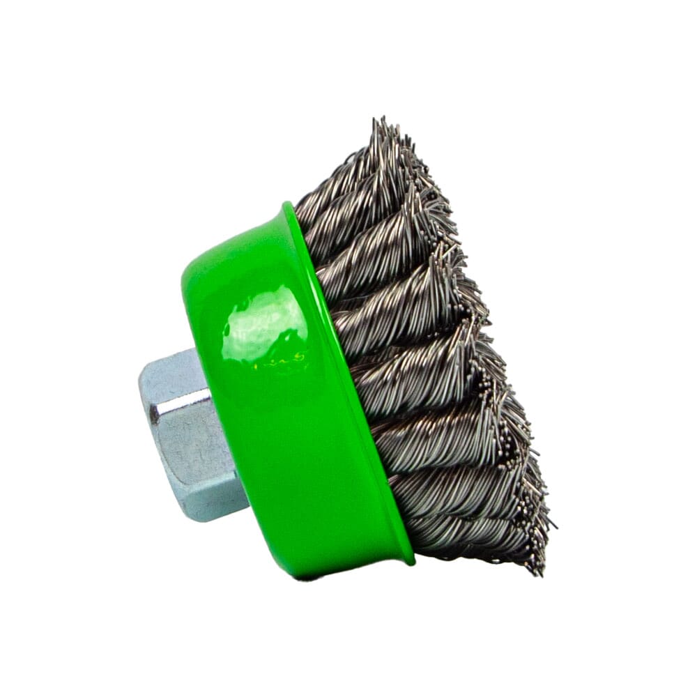 Cup Brush, Knotted, 2-3/4 in x .020 in x 5/8 in-11 Arbor
